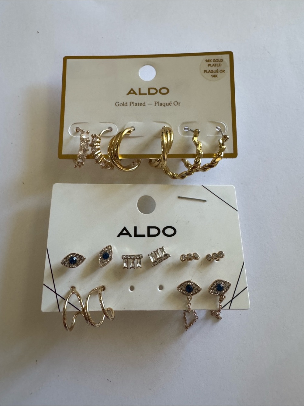 ALDO Gold Plated Mixed Earring Set with Blue Accents